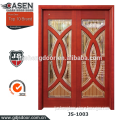 Size customized 2016 hot sale double sliding doors art glass with compeitive price wood door room